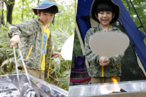 炭を使った火おこしが、子どもの貴重な体験に。画像