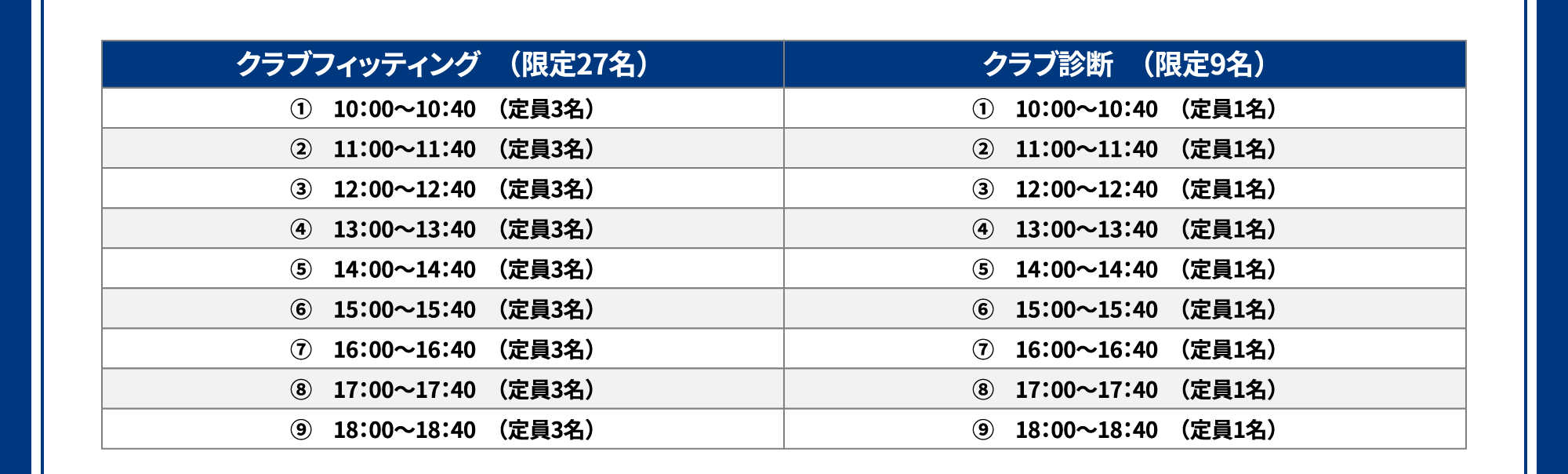 クラブフィッティング　（限定27名）